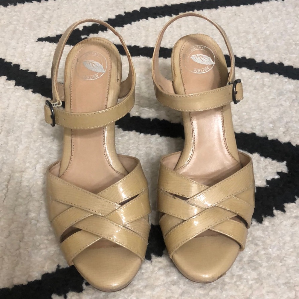 Nurture Beige Heeled Dress Sandals 7M